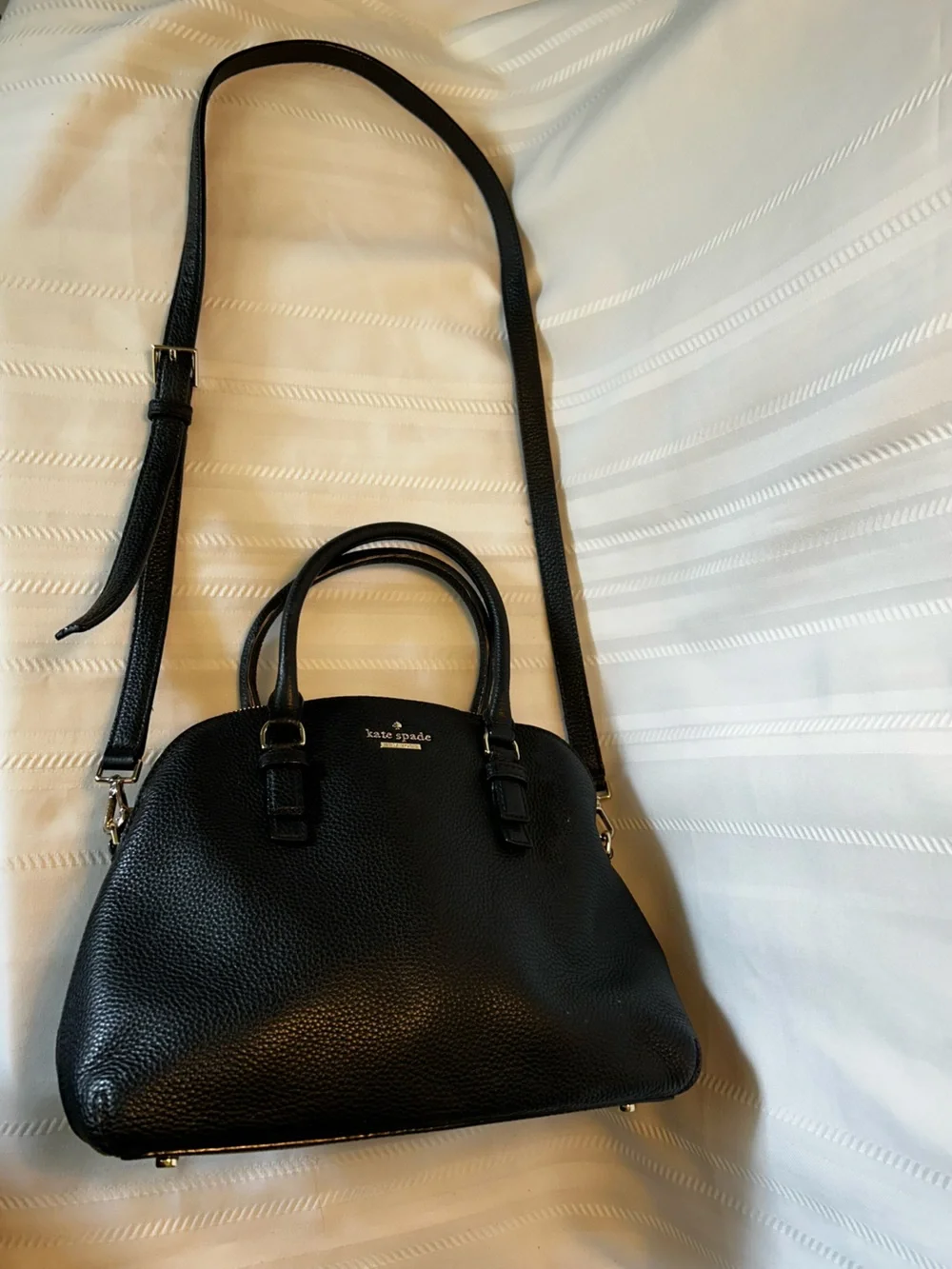 Kate Spade New York Jackson Street Lottie Satchel Purse Crossbody Black Leather